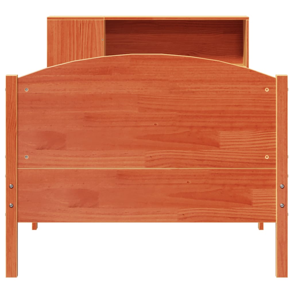 Bookcase Bed without Mattress Wax Brown 100x200cm Solid Wood Pine