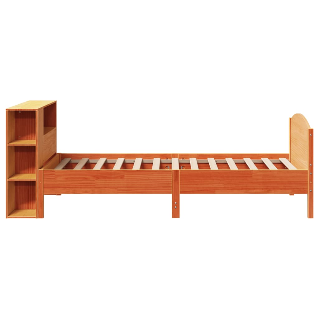 Bookcase Bed without Mattress Wax Brown 100x200cm Solid Wood Pine