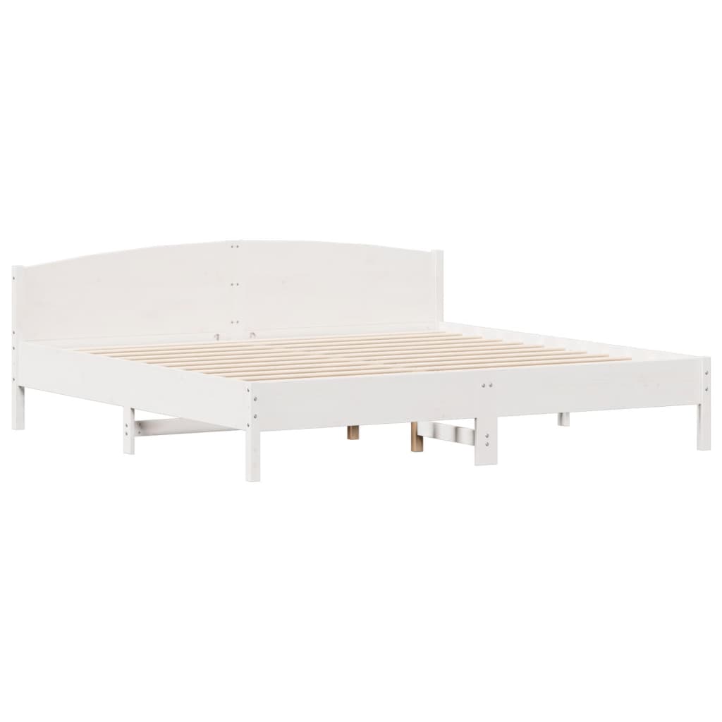 Bookcase Bed without Mattress White 180x200 cm Super King Solid Wood Pine
