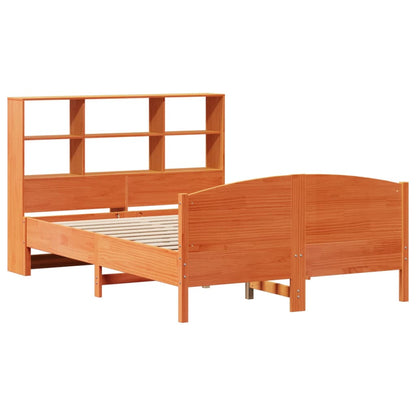 Bookcase Bed without Mattress Wax Brown 150x200 cm King Size Solid Wood Pine