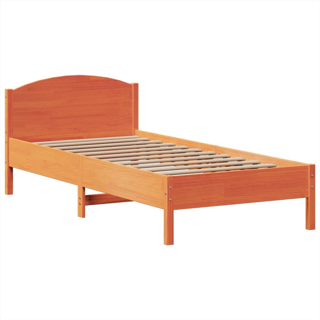 Bookcase Bed without Mattress Wax Brown 100x200cm Solid Wood Pine