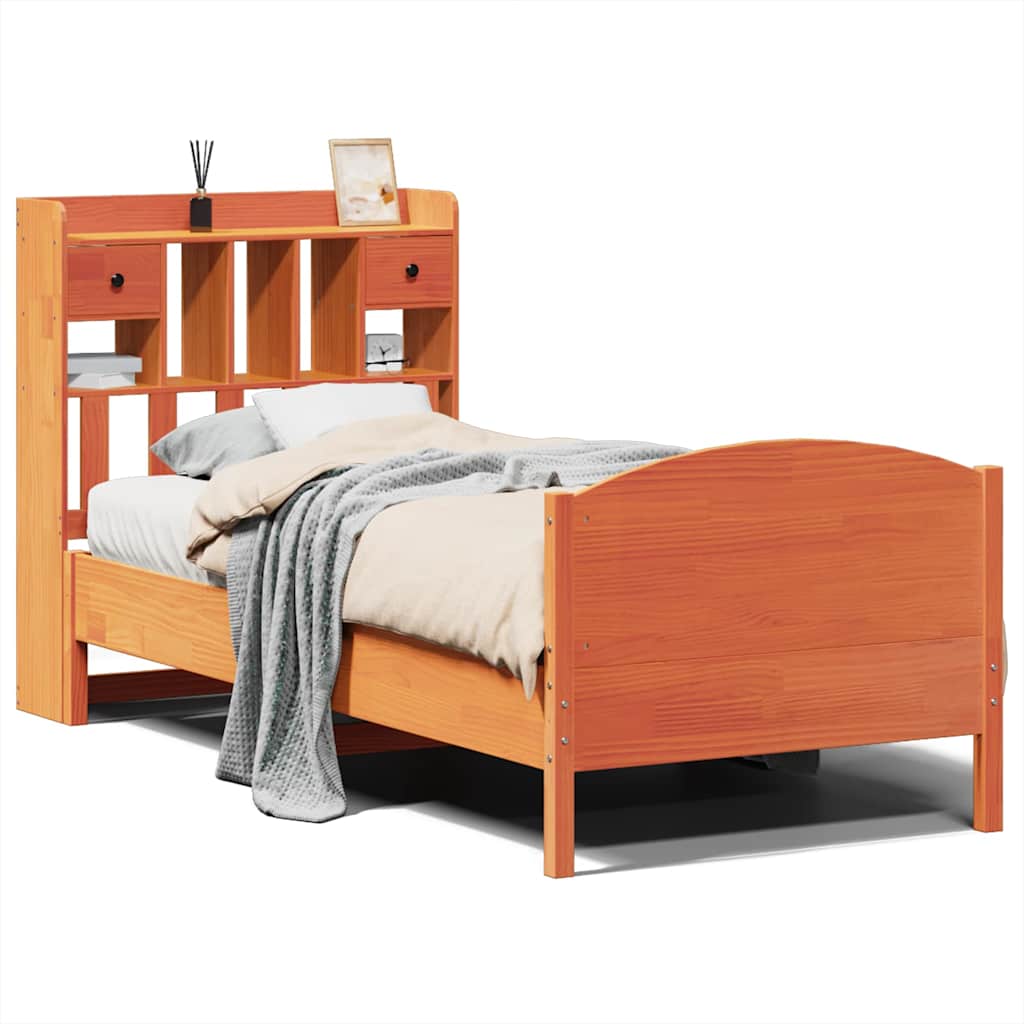 Bookcase Bed without Mattress Wax Brown 75x190 cm Small Single Solid Wood Pine