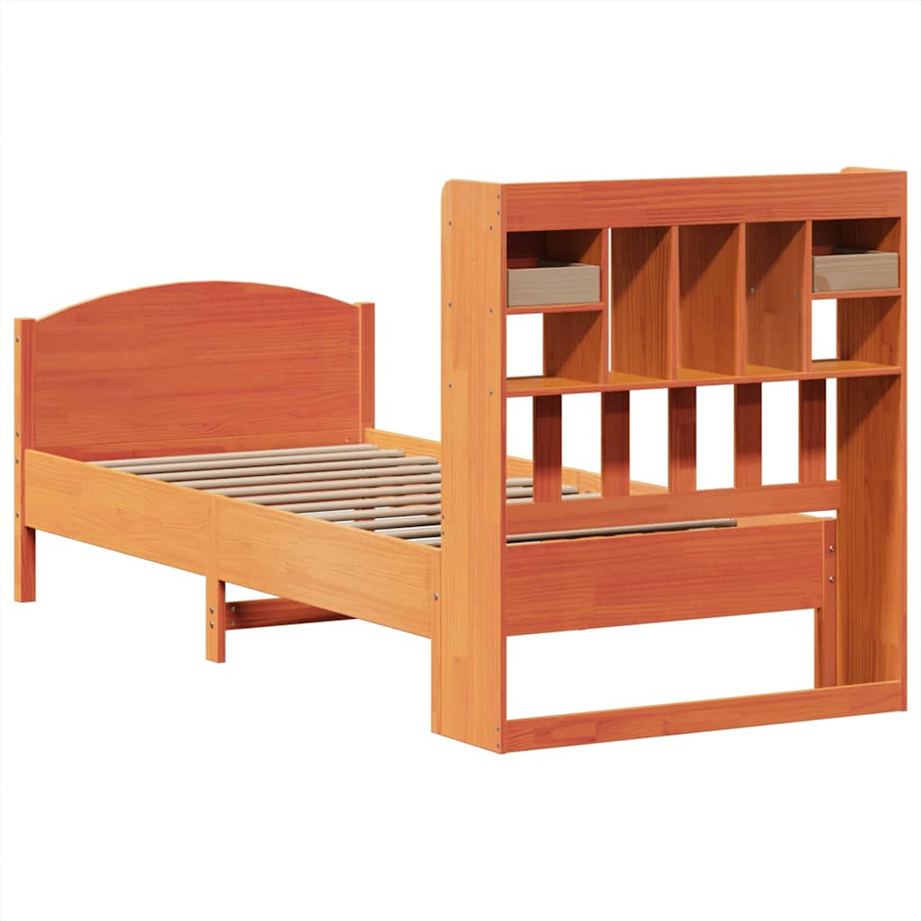 Bookcase Bed without Mattress Wax Brown 75x190 cm Small Single Solid Wood Pine
