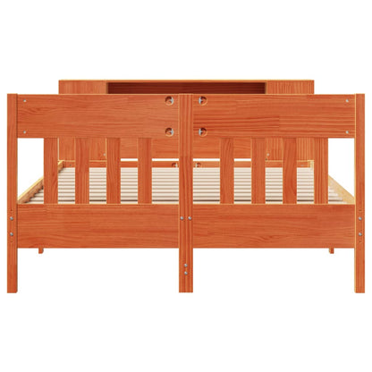 Bookcase Bed without Mattress Wax Brown 160x200cm Solid Wood Pine