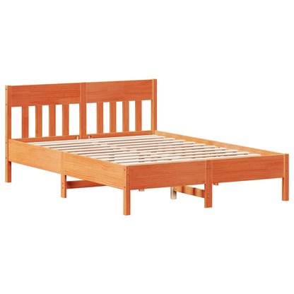 Bookcase Bed without Mattress Wax Brown 150x200 cm King Size Solid Wood Pine
