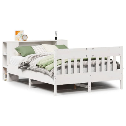 Bookcase Bed without Mattress White 140x200cm Solid Wood Pine