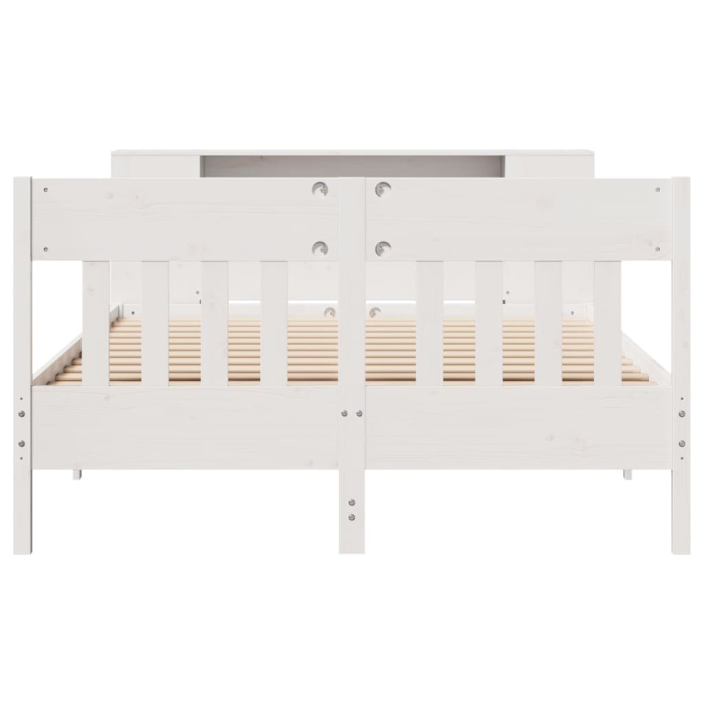 Bookcase Bed without Mattress White 140x200cm Solid Wood Pine