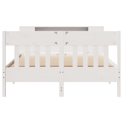 Bookcase Bed without Mattress White 140x190cm Solid Wood Pine