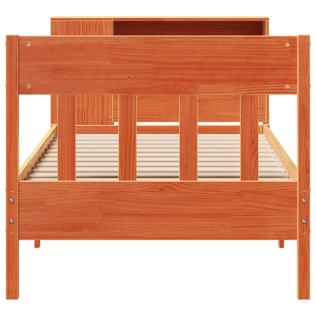 Bookcase Bed without Mattress Wax Brown 100x200cm Solid Wood Pine