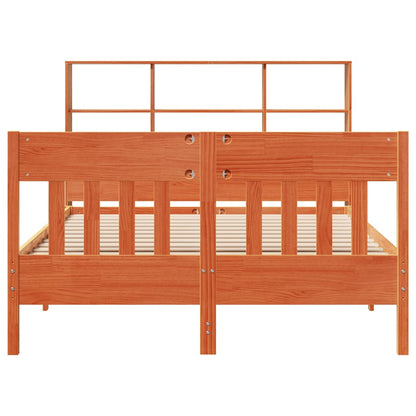 Bed Frame without Mattress Wax Brown 150x200 cm King Size Solid Wood Pine