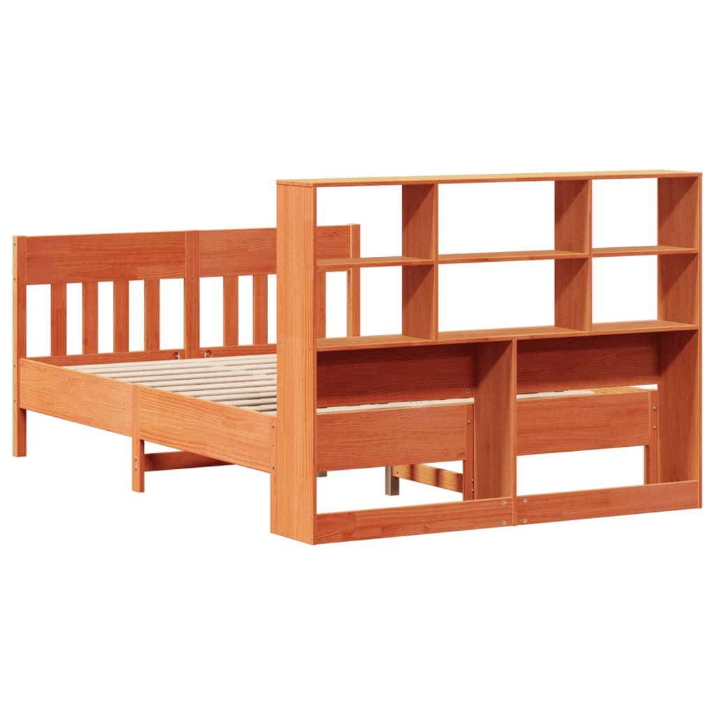 Bed Frame without Mattress Wax Brown 140x200 cm Solid Wood Pine