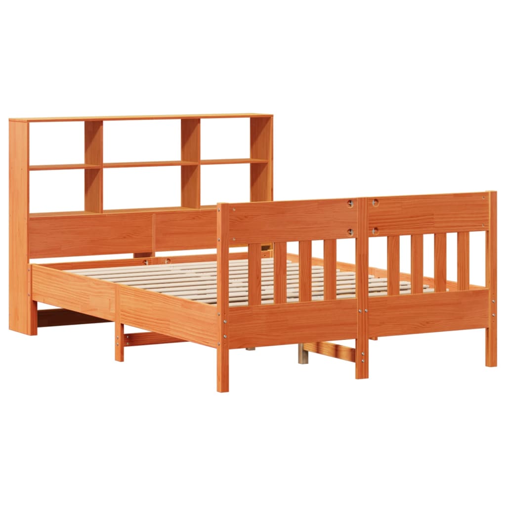 Bed Frame without Mattress Wax Brown 135x190 cm Double Solid Wood Pine