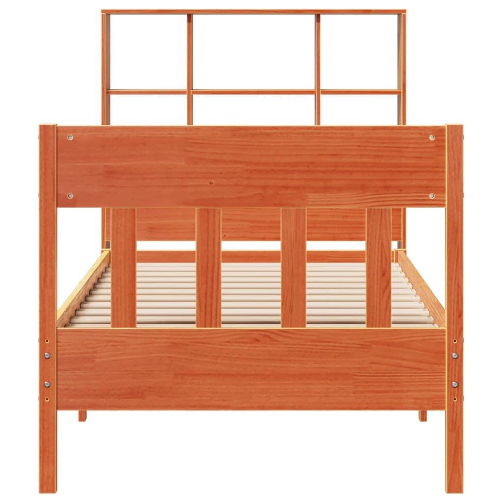 Bed Frame without Mattress Wax Brown 75x190 cm Small Single Solid Wood Pine