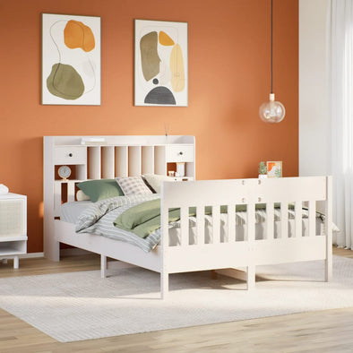 Bed Frame without Mattress White 140x200 cm Solid Wood Pine
