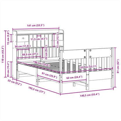 Bed Frame without Mattress White 135x190 cm Solid Wood Pine