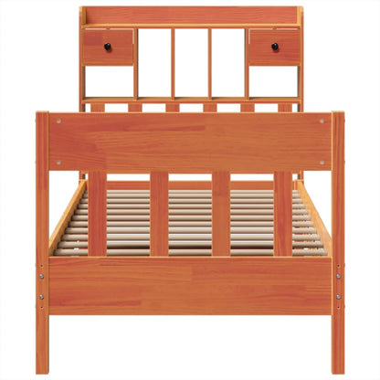 Bed Frame without Mattress Wax Brown 75x190 cm Small Single Solid Wood Pine