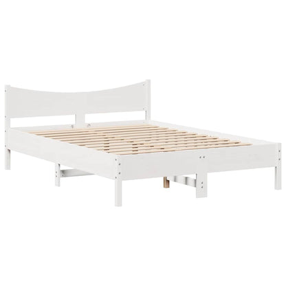 Bed Frame without Mattress White 150x200 cm King Size Solid Wood Pine