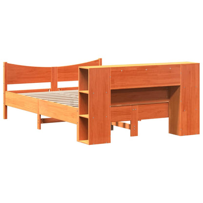 Bed Frame without Mattress Wax Brown 140x200 cm Solid Wood Pine