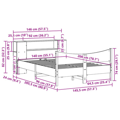 Bed Frame without Mattress Wax Brown 140x200 cm Solid Wood Pine