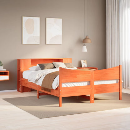 Bed Frame without Mattress Wax Brown 140x200 cm Solid Wood Pine