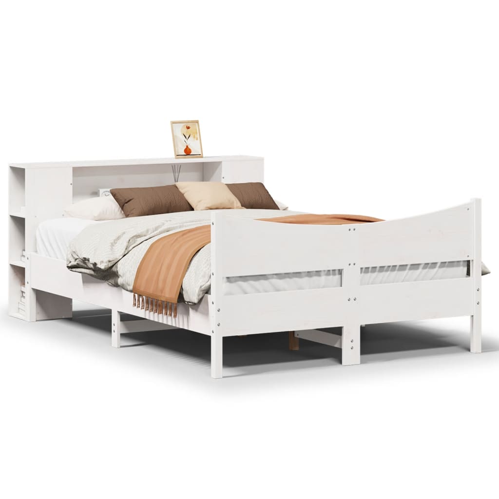 Bed Frame without Mattress White 140x190 cm Solid Wood Pine