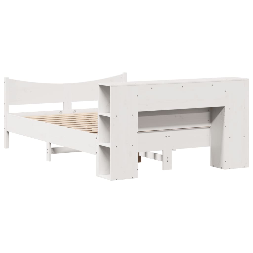 Bed Frame without Mattress White 140x190 cm Solid Wood Pine