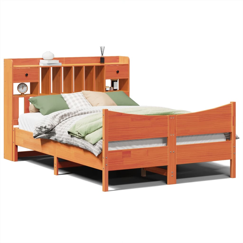Bed Frame without Mattress Wax Brown 160x200 cm Solid Wood Pine