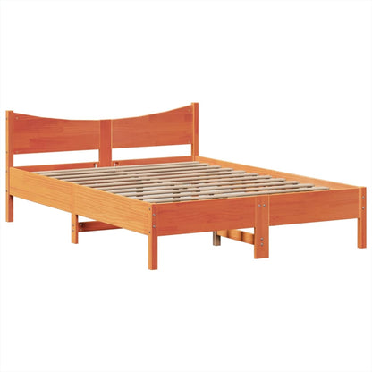 Bed Frame without Mattress Wax Brown 160x200 cm Solid Wood Pine