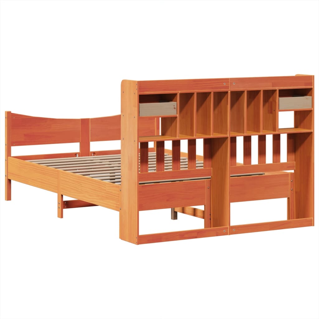 Bed Frame without Mattress Wax Brown 160x200 cm Solid Wood Pine