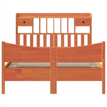 Bed Frame without Mattress Wax Brown 150x200 cm King Size Solid Wood Pine