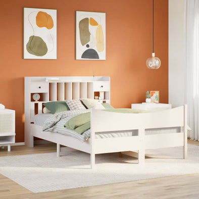 Bed Frame without Mattress White 140x200 cm Solid Wood Pine