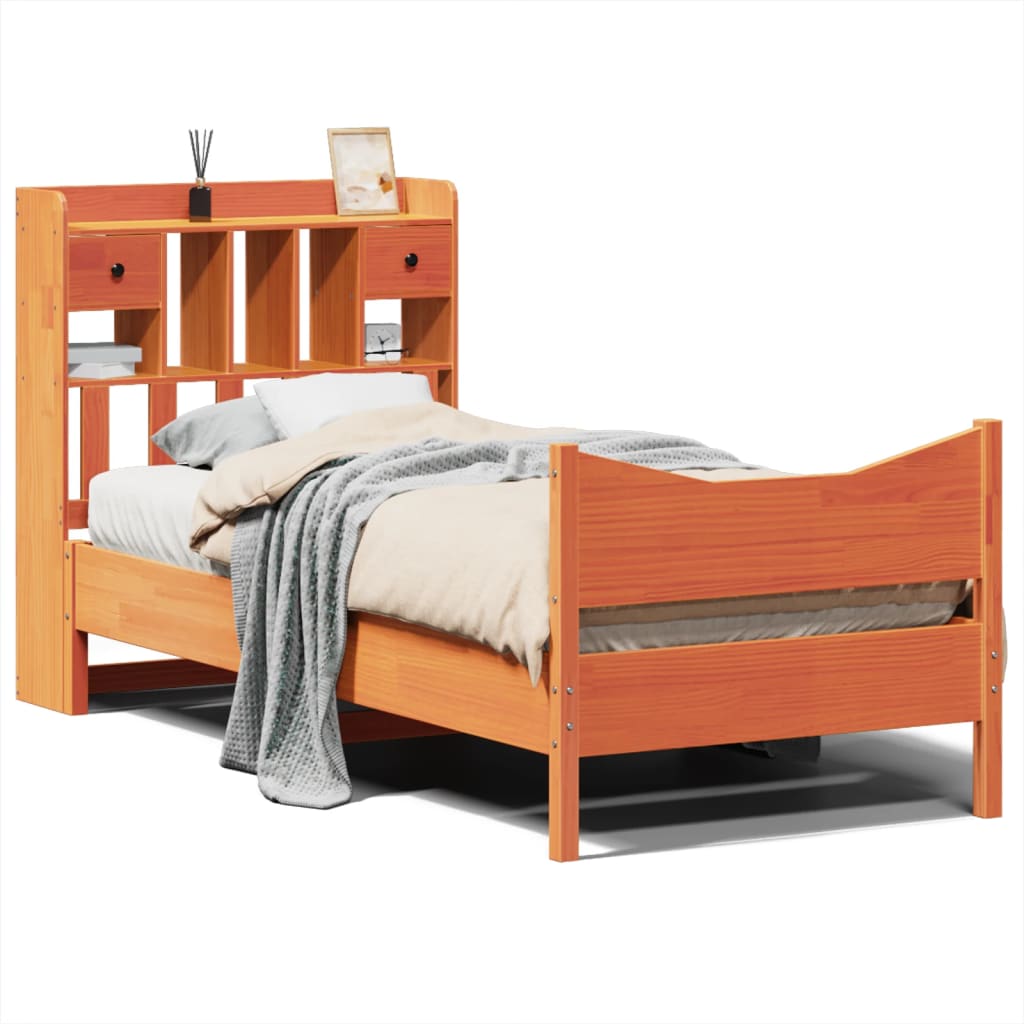 Bed Frame without Mattress Wax Brown 75x190 cm Small Single Solid Wood Pine