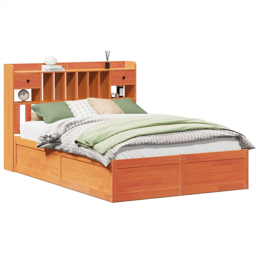 Bed Frame without Mattress Wax Brown 160x200 cm Solid Wood Pine