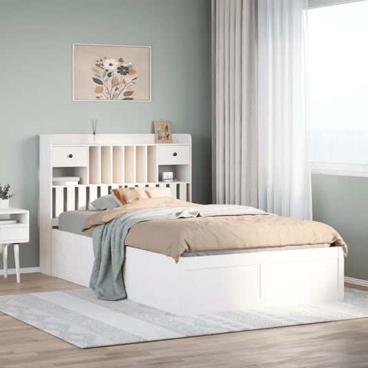 Bed Frame without Mattress White 135x190 cm Double Solid Wood Pine