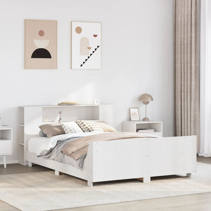 Bed Frame without Mattress White 150x200 cm King Size Solid Wood Pine