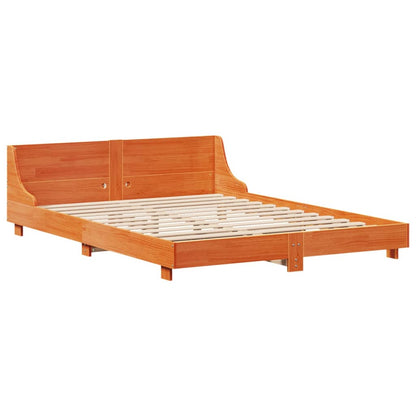 Bed Frame without Mattress Wax Brown 140x200 cm Solid Wood Pine