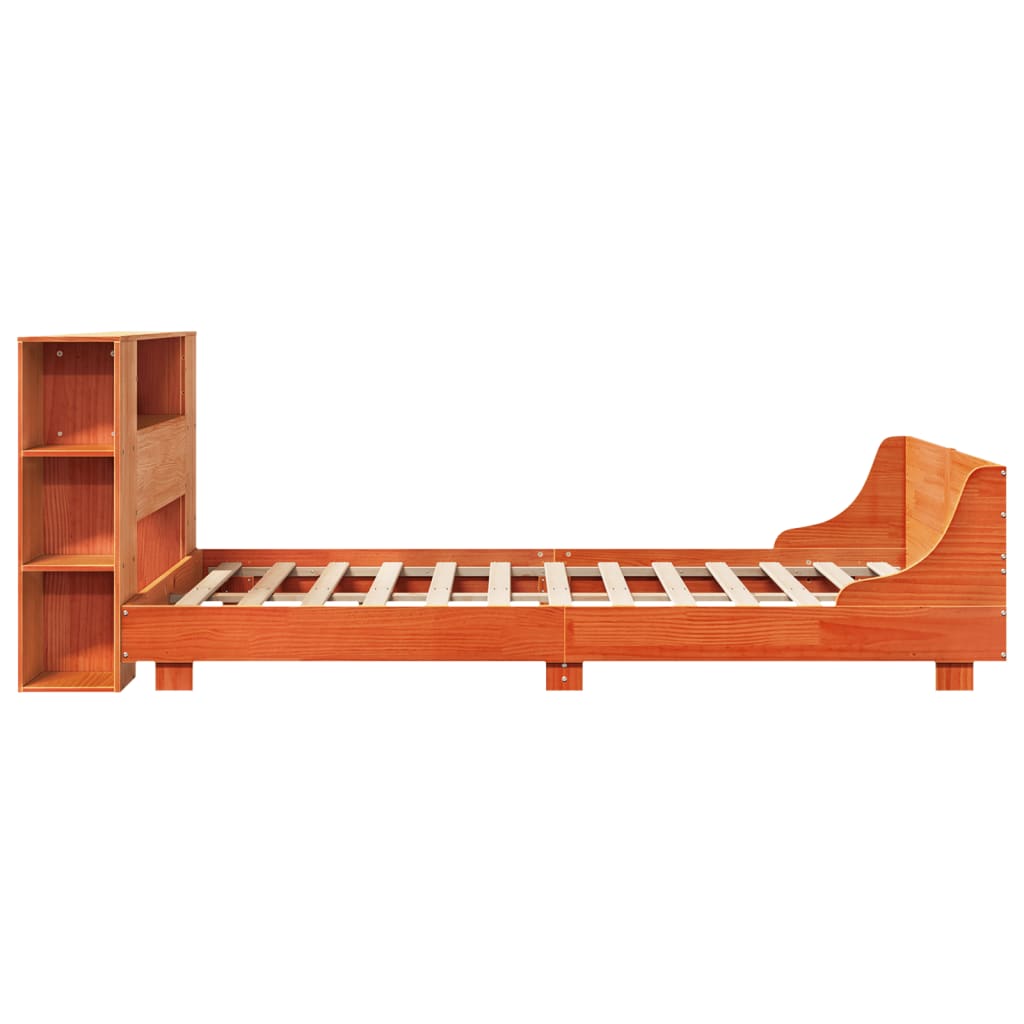 Bed Frame without Mattress Wax Brown 140x200 cm Solid Wood Pine