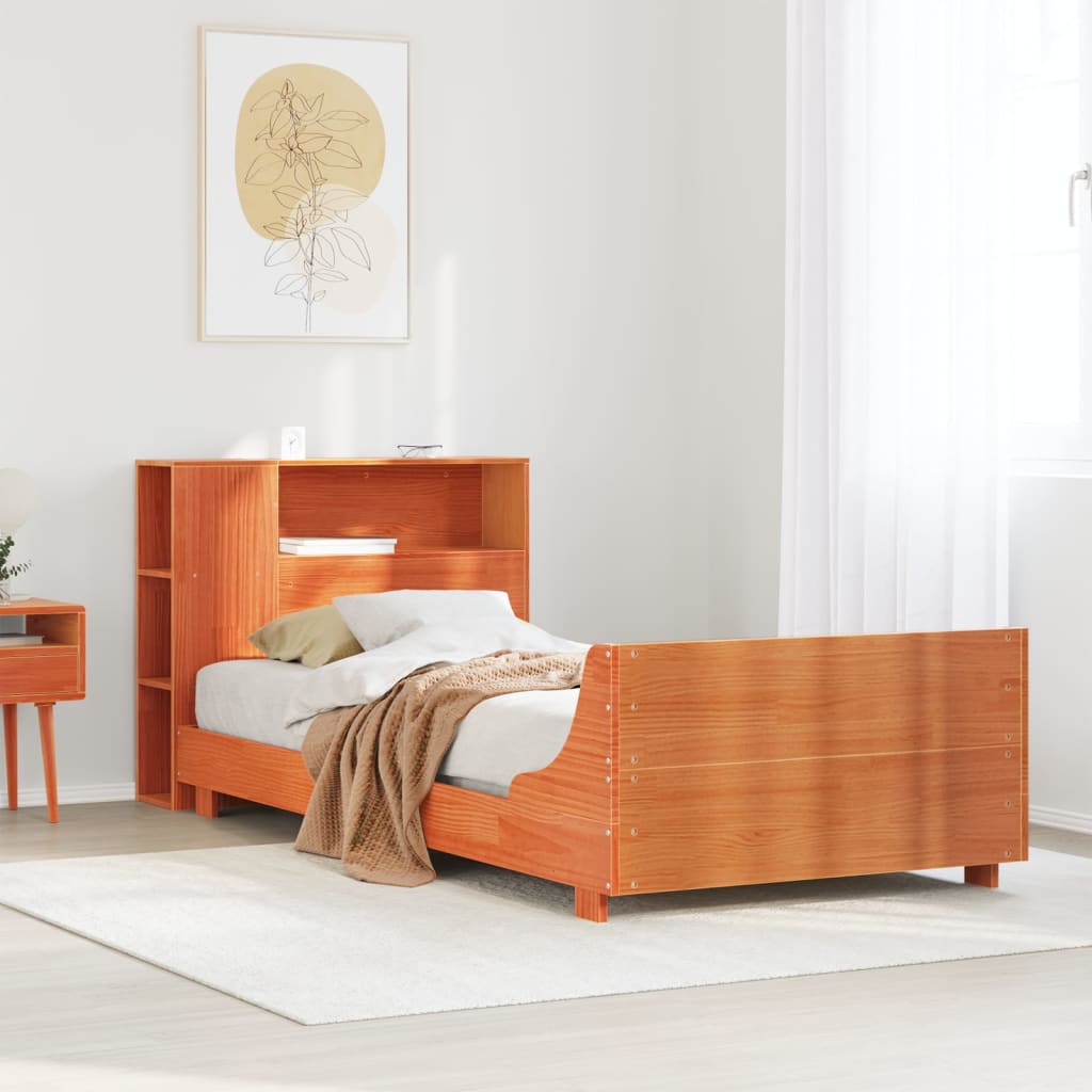 Bed Frame without Mattress Wax Brown 100x200 cm Solid Wood Pine