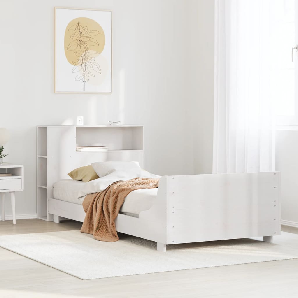 Bed Frame without Mattress White 75x190 cm Small Single Solid Wood Pine