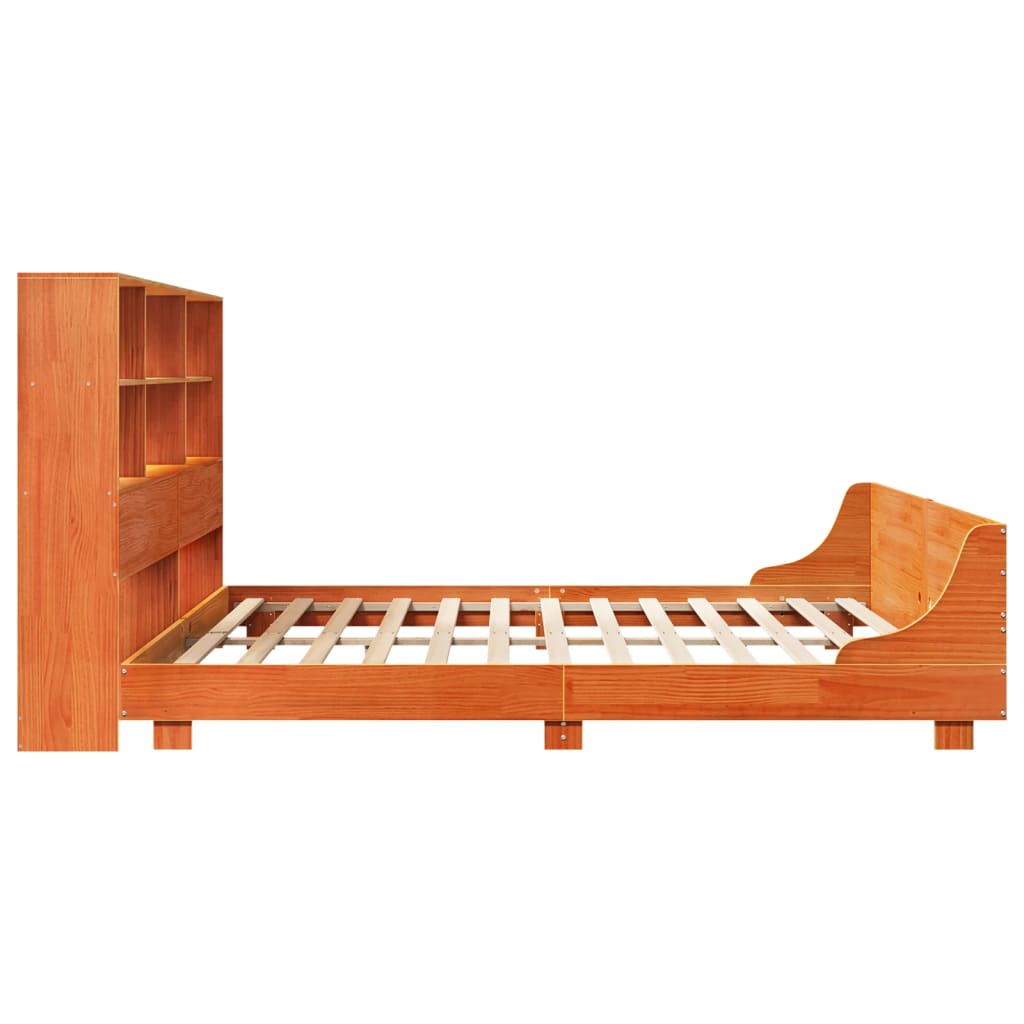 Bed Frame without Mattress Wax Brown 200x200 cm Solid Wood Pine