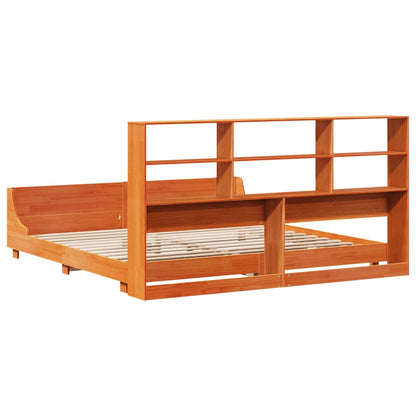 Bed Frame without Mattress Wax Brown 200x200 cm Solid Wood Pine