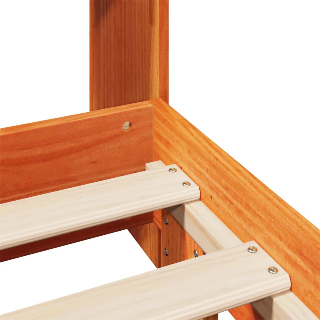 Bed Frame without Mattress Wax Brown 200x200 cm Solid Wood Pine