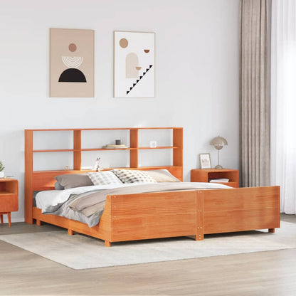 Bed Frame without Mattress Wax Brown 200x200 cm Solid Wood Pine