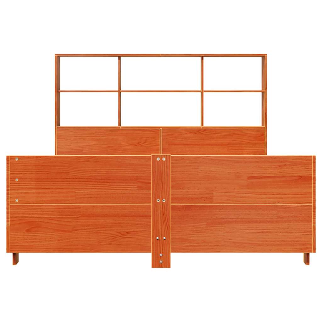 Bed Frame without Mattress Wax Brown 140x190 cm Solid Wood Pine