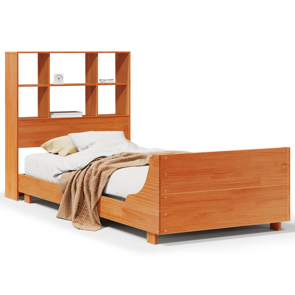 Bed Frame without Mattress Wax Brown 75x190 cm Small Single Solid Wood Pine