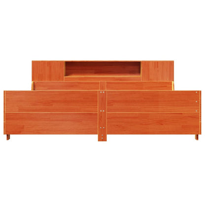 Bed Frame without Mattress Wax Brown 200x200 cm Solid Wood Pine