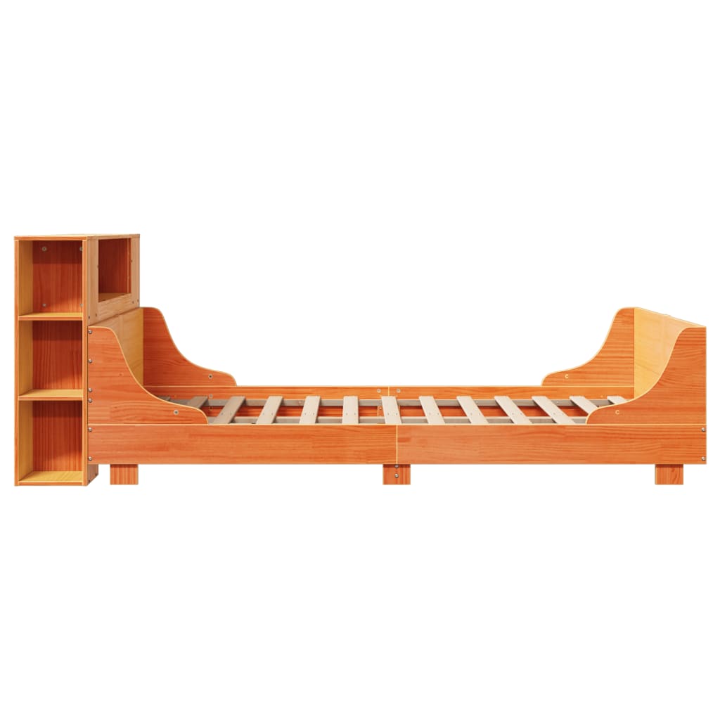 Bed Frame without Mattress Wax Brown 160x200 cm Solid Wood Pine
