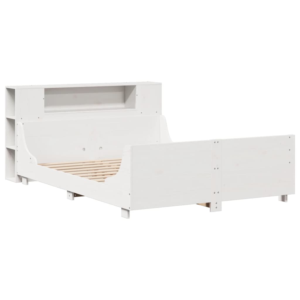 Bed Frame without Mattress White 150x200 cm King Size Solid Wood Pine