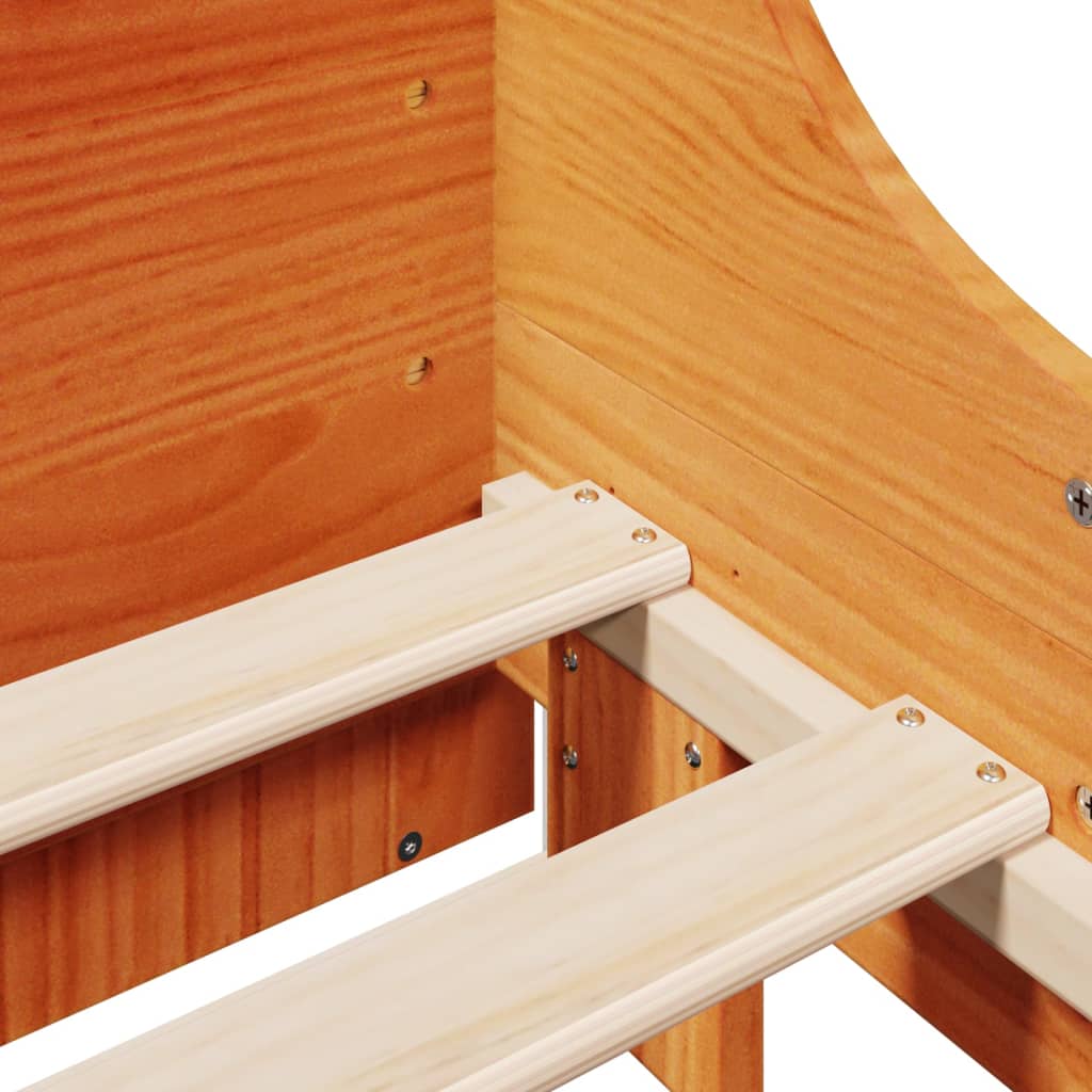 Bed Frame without Mattress Wax Brown 150x200 cm King Size Solid Wood Pine