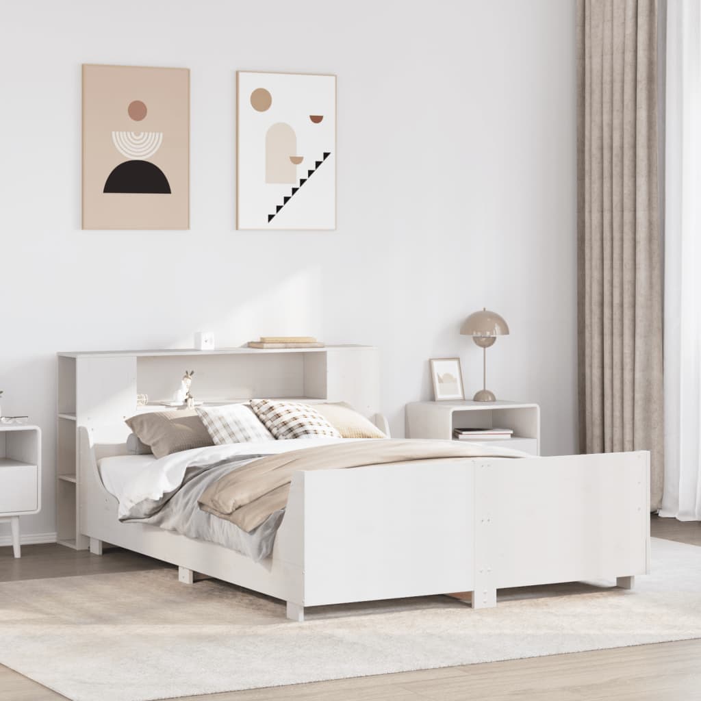 Bed Frame without Mattress White 140x200 cm Solid Wood Pine